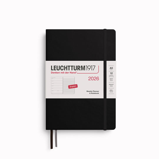 The Medium Weekly Planner + Notebook 2026 is Leuchtturm1917's combined Planner and Notebook, from January 2026 to December 2026. It is available in a choice of colours.
