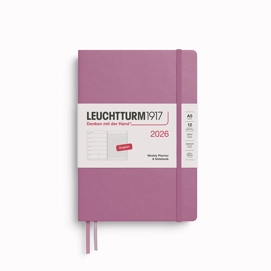 The Medium Weekly Planner + Notebook 2026 is Leuchtturm1917's combined Planner and Notebook, from January 2026 to December 2026. It is available in a choice of colours.