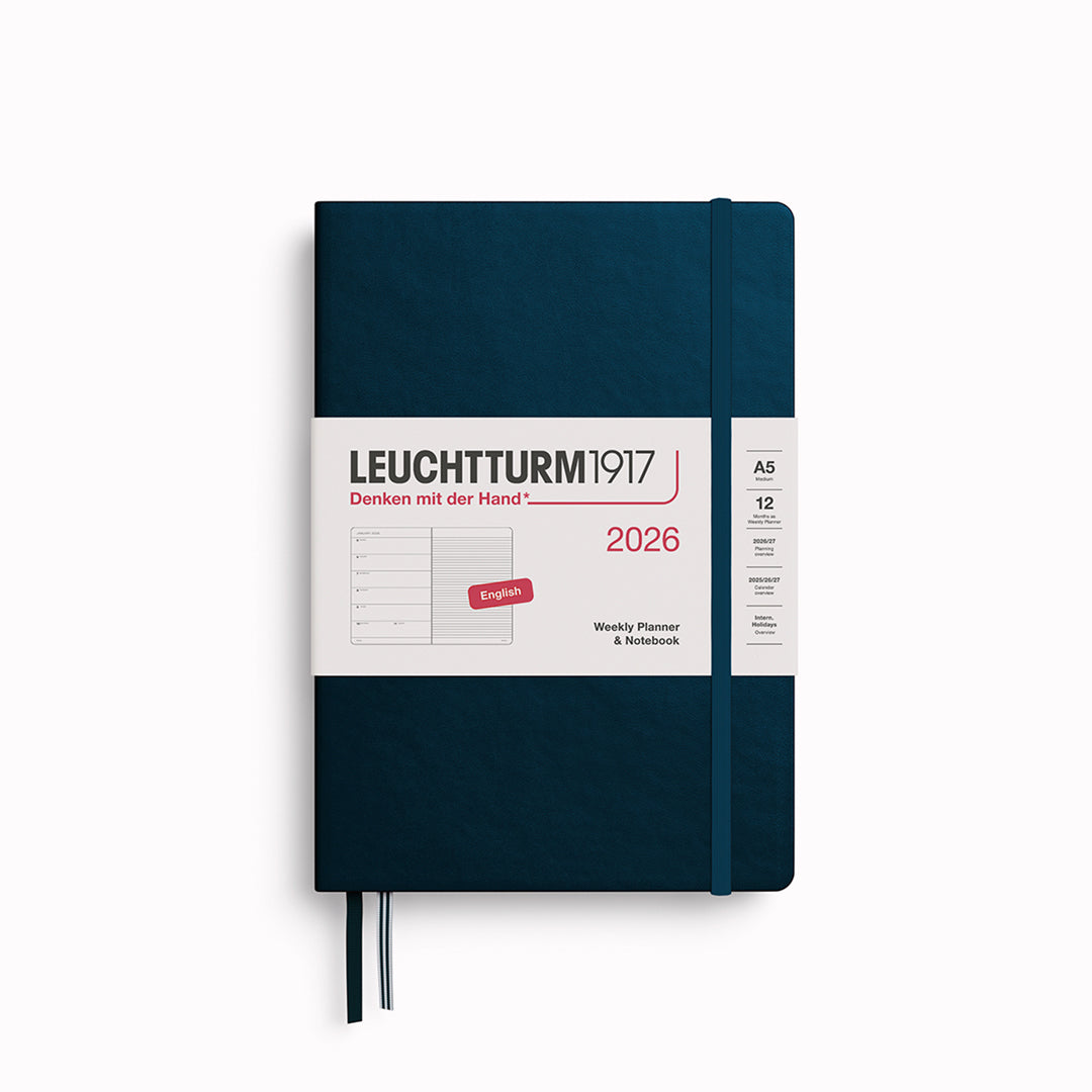 The Medium Weekly Planner + Notebook 2026 is Leuchtturm1917's combined Planner and Notebook, from January 2026 to December 2026. It is available in a choice of colours.