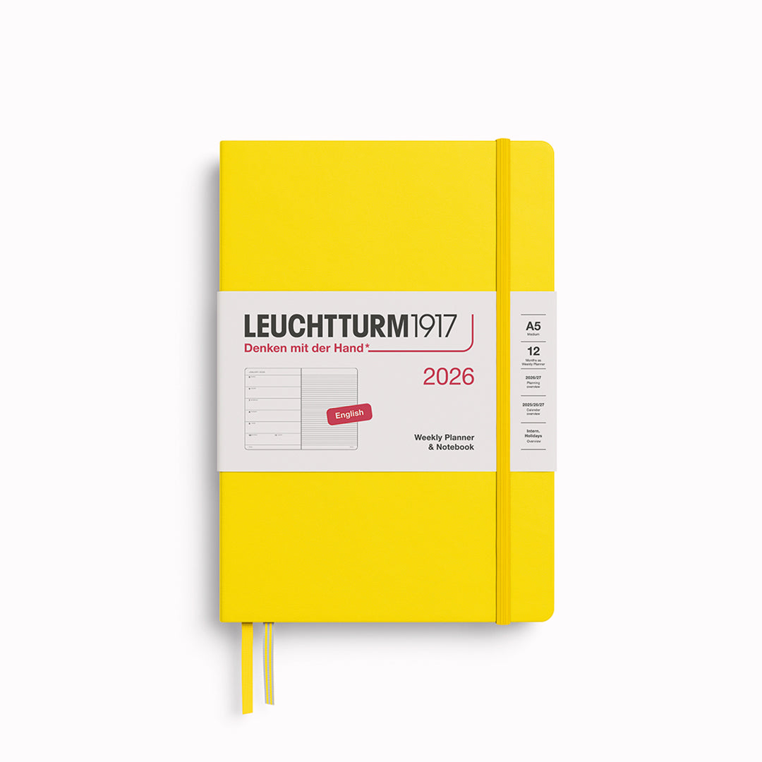 The Medium Weekly Planner + Notebook 2026 is Leuchtturm1917's combined Planner and Notebook, from January 2026 to December 2026. It is available in a choice of colours.