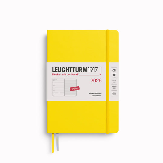 The Medium Weekly Planner + Notebook 2026 is Leuchtturm1917's combined Planner and Notebook, from January 2026 to December 2026. It is available in a choice of colours.