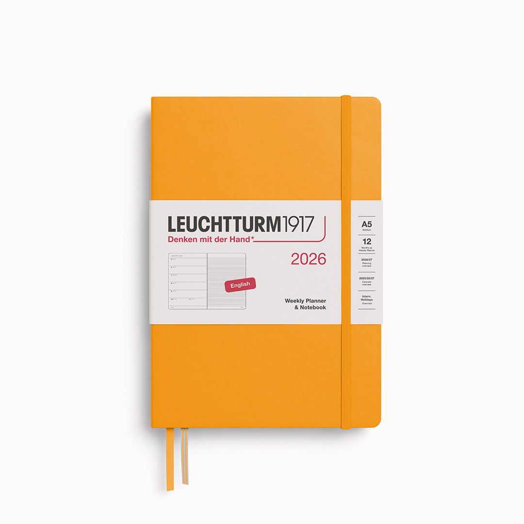 The Medium Weekly Planner + Notebook 2026 is Leuchtturm1917's combined Planner and Notebook, from January 2026 to December 2026. It is available in a choice of colours.