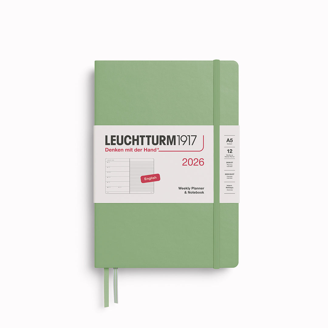 The Medium Weekly Planner + Notebook 2026 is Leuchtturm1917's combined Planner and Notebook, from January 2026 to December 2026. It is available in a choice of colours.