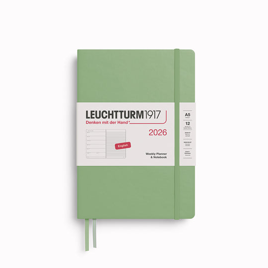 The Medium Weekly Planner + Notebook 2026 is Leuchtturm1917's combined Planner and Notebook, from January 2026 to December 2026. It is available in a choice of colours.