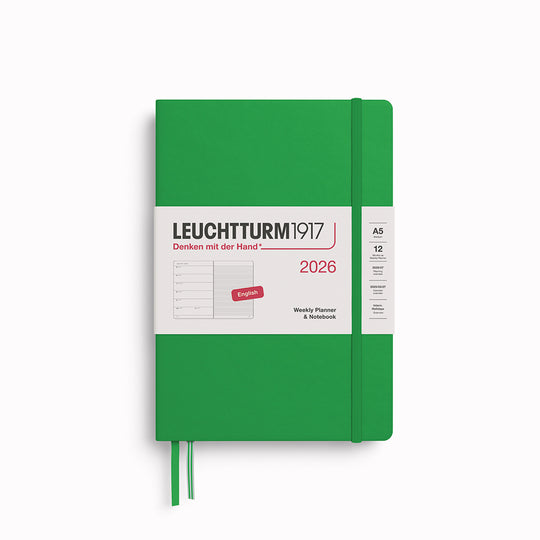 The Medium Weekly Planner + Notebook 2026 is Leuchtturm1917's combined Planner and Notebook, from January 2026 to December 2026. It is available in a choice of colours.