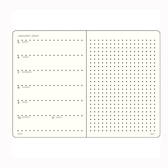 The Medium Weekly Planner + Notebook 2026 is Leuchtturm1917's combined Planner and Notebook, from January 2026 to December 2026. It is available in a choice of colours.
