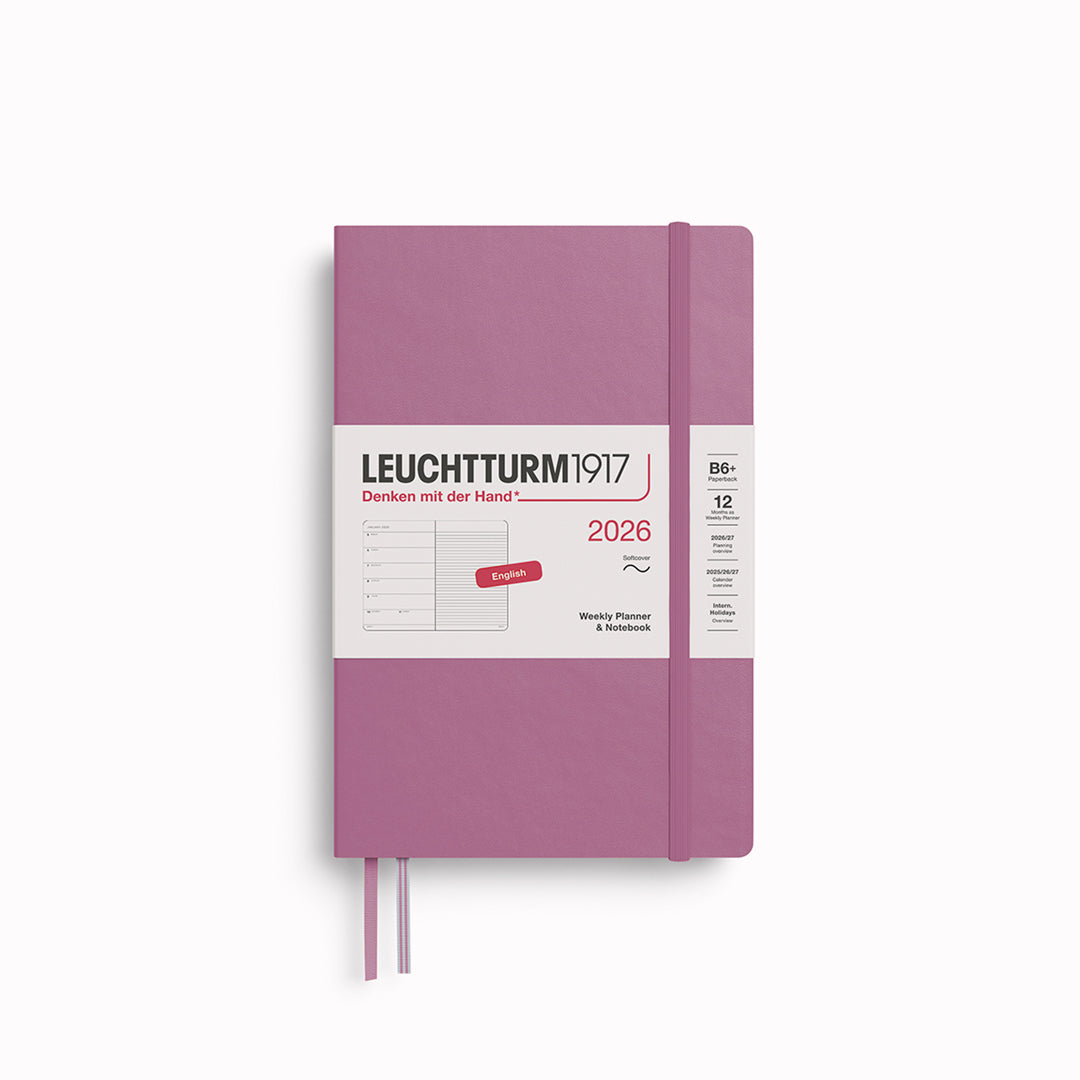 The Paperback Weekly Planner + Notebook 2026 is Leuchtturm1917's combined planner and notebook, from January 2026 to December 2026.