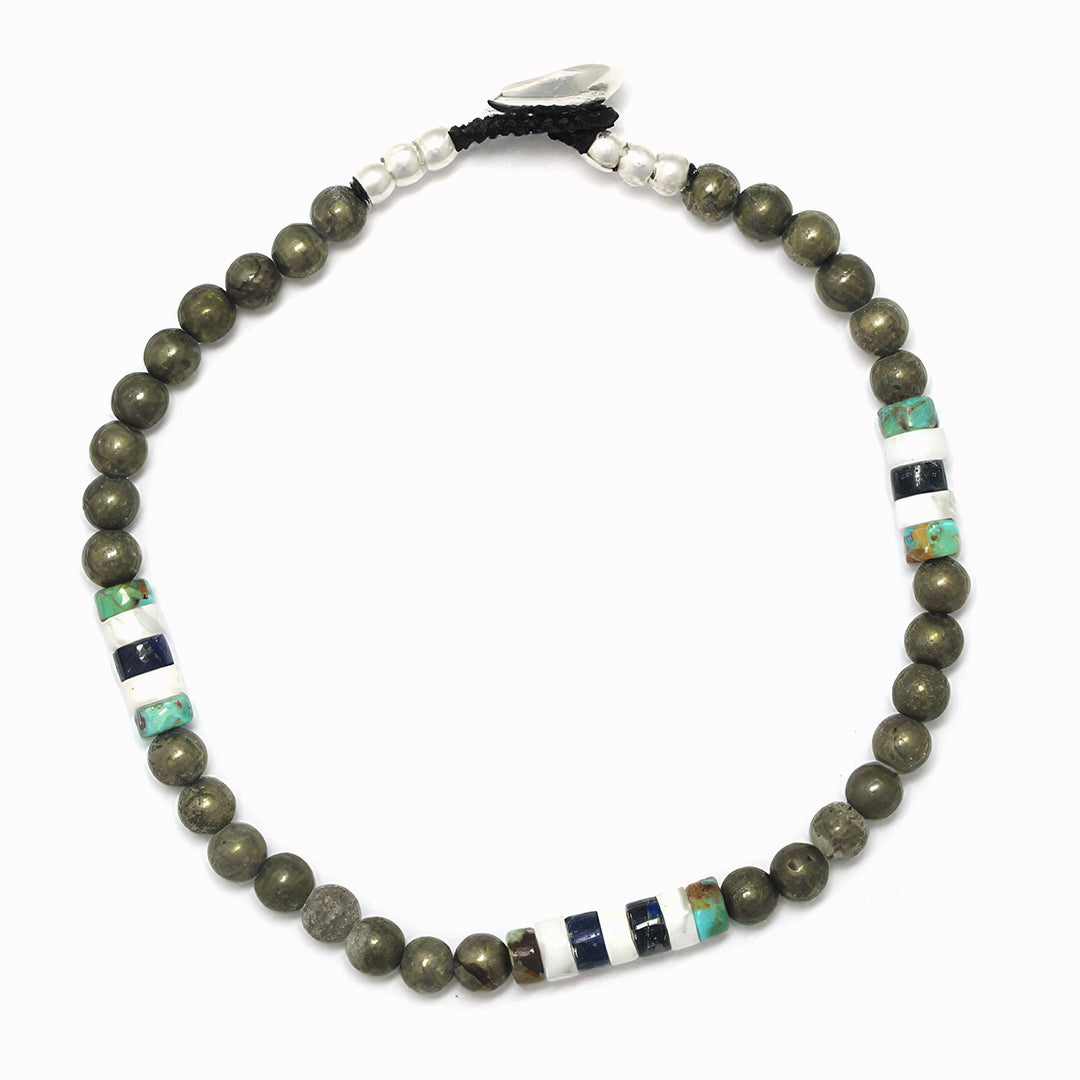 Mikia 4mm Pyrite Stone Men's Bracelet | 2 Sizes | Hand Made in