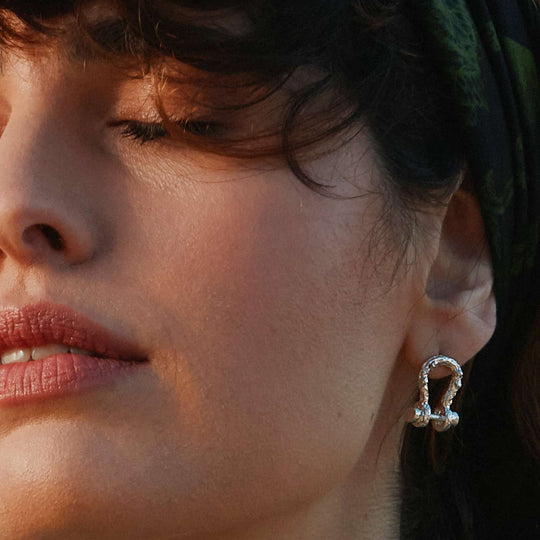 Aged Boatyard Link Stud Earrings in Sterling Silver are from the Alex Monroe AW25 collection entitled Water's Edge.