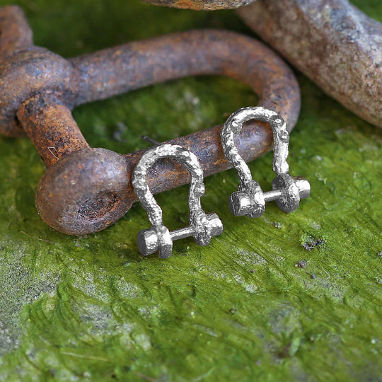 Aged Boatyard Link Stud Earrings | Sterling Silver