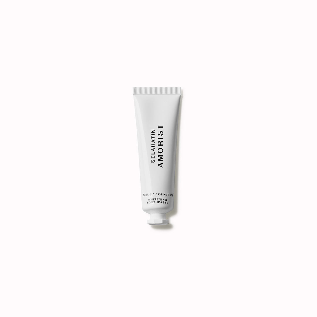 The Amorist travel size is a Green Mint, Peppermint and Menthol whitening toothpaste from luxury oral care brand, Selahatin.