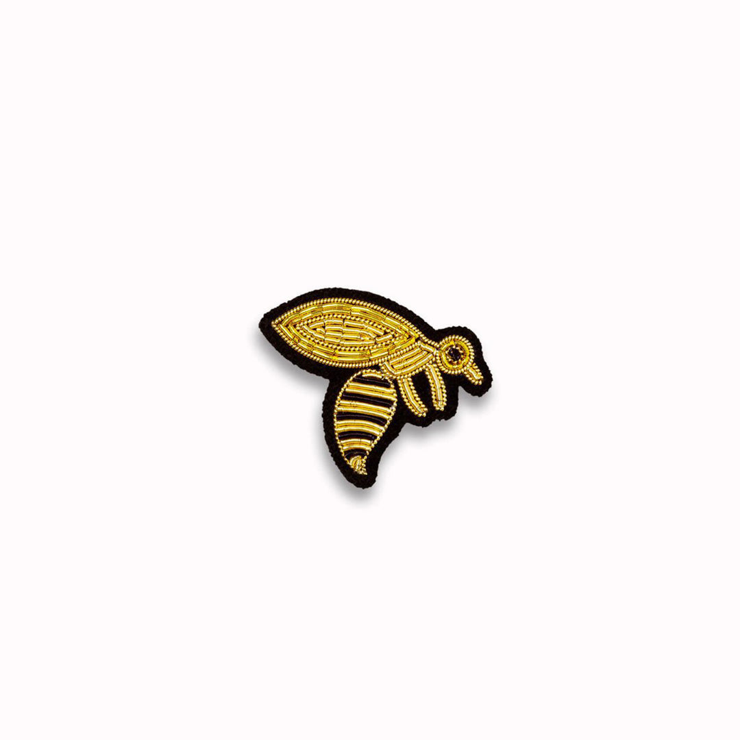 Save the bees! Hand embroidered Bee decorative lapel pin by Paris based Macon et Lesquoy - personalise your favourite garments to define your individual style.