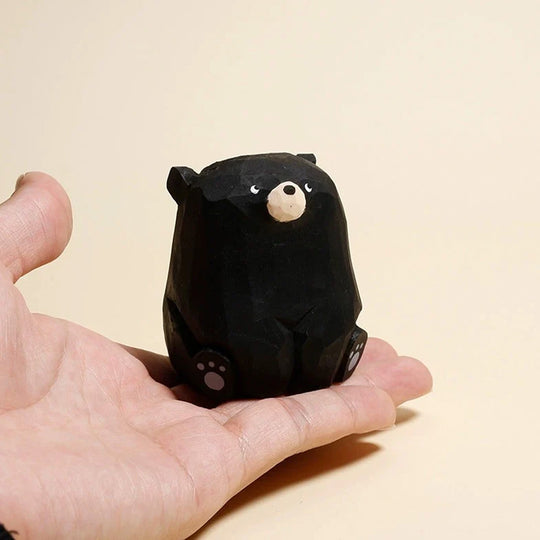 Cute and colourful hand carved and hand painted wooden bear ornament from Gohobi.