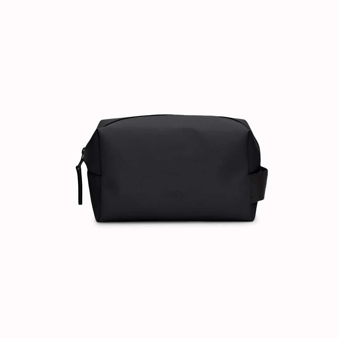 The small unisex wash bag by Rains features one main compartment with inside sleeve pockets and is large enough to fit one’s essential toiletries. Made from a smooth, waterproof fabric it also has a webbing grab handle and a water-repellent zipper.