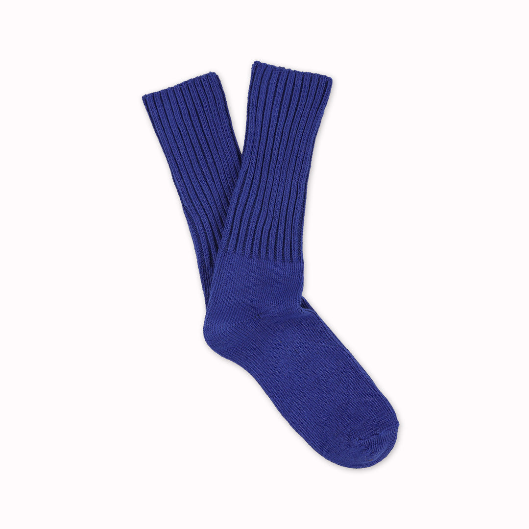 Bright Blue crew socks by Belgium based Escuyer. These socks are so comfortable! They are made from premium cotton blended with nylon and elastane for durability and stretch