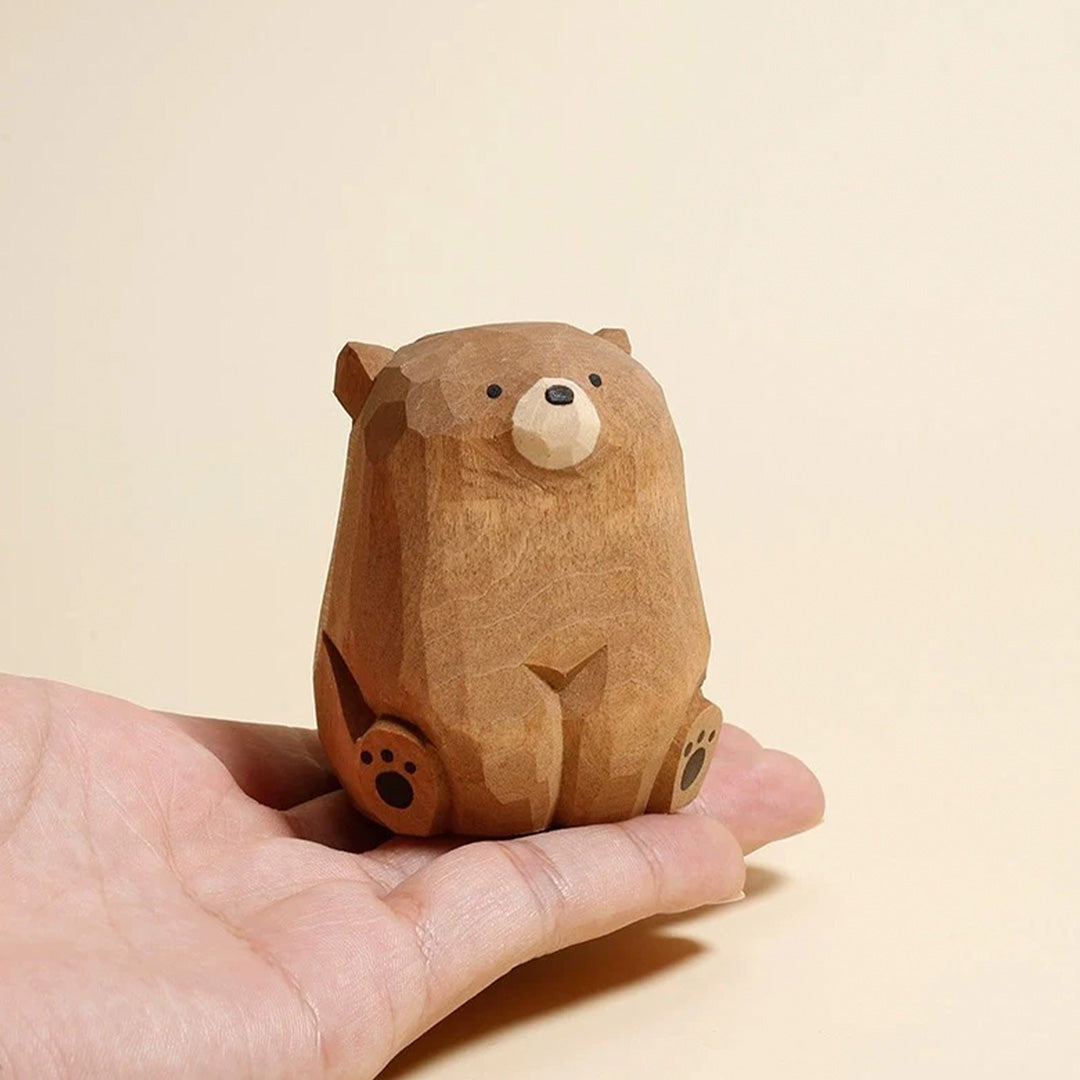 Cute and colourful hand carved and hand painted wooden bear ornament from Gohobi.