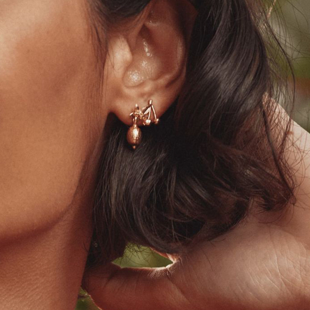 As Worn by Model, Alex Monroe - Lemon and Cherry Single Stud Earrings