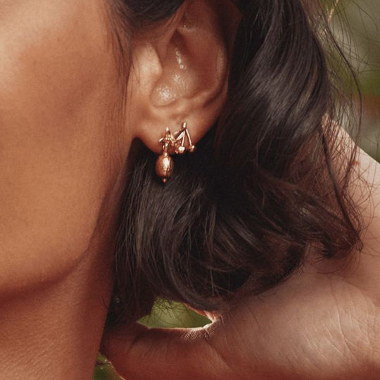 As Worn by Model, Alex Monroe - Lemon and Cherry Single Stud Earrings