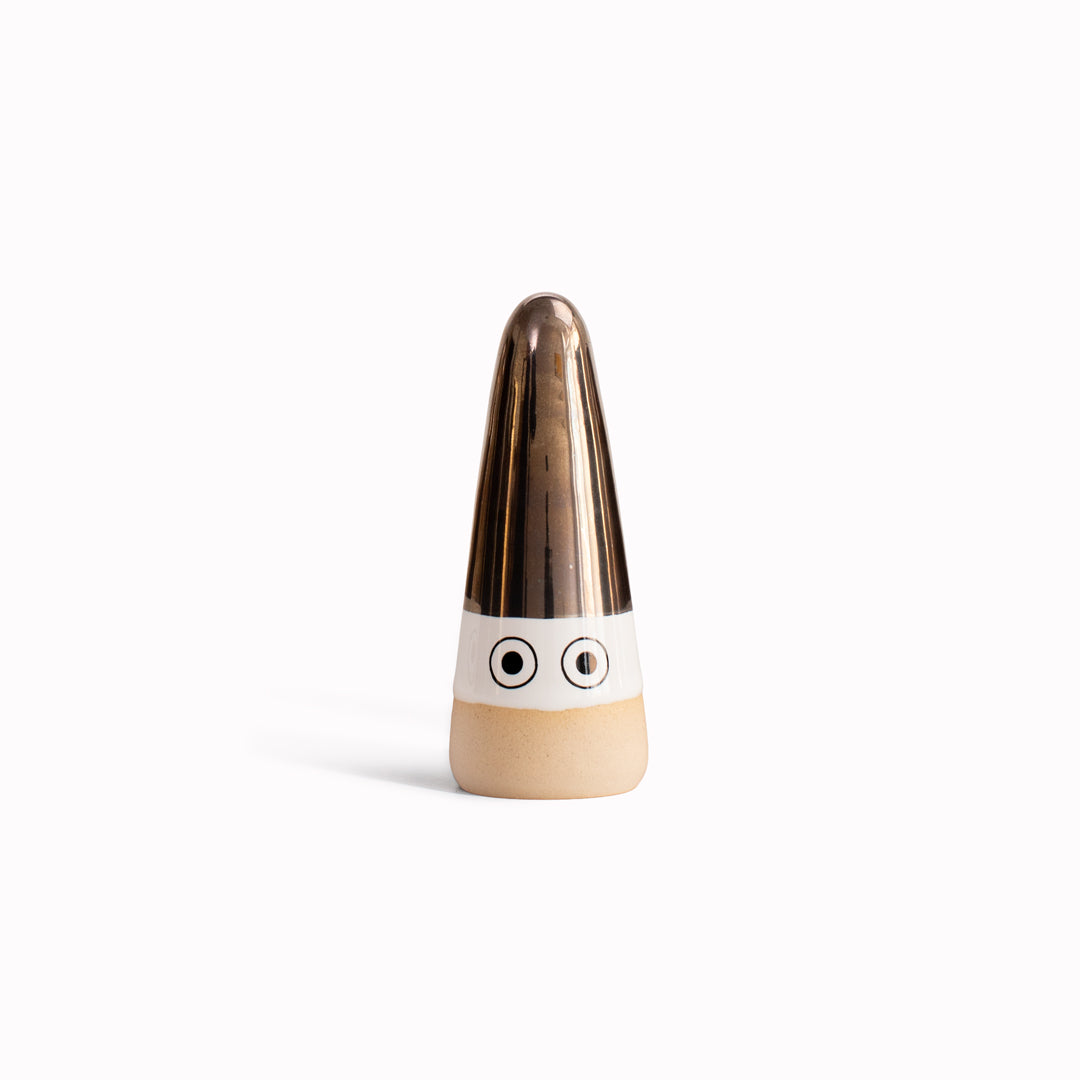This is the 2025 Limited Edition Silver Glazed Mini Nisse by Studio Arhoj - smaller, cuter versions of the iconic ceramic Arhoj Ghost figurine and this Christmas release is glazed in a platinum silver plate! Super shiny and highly collectible.