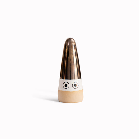 This is the 2025 Limited Edition Silver Glazed Mini Nisse by Studio Arhoj - smaller, cuter versions of the iconic ceramic Arhoj Ghost figurine and this Christmas release is glazed in a platinum silver plate! Super shiny and highly collectible.