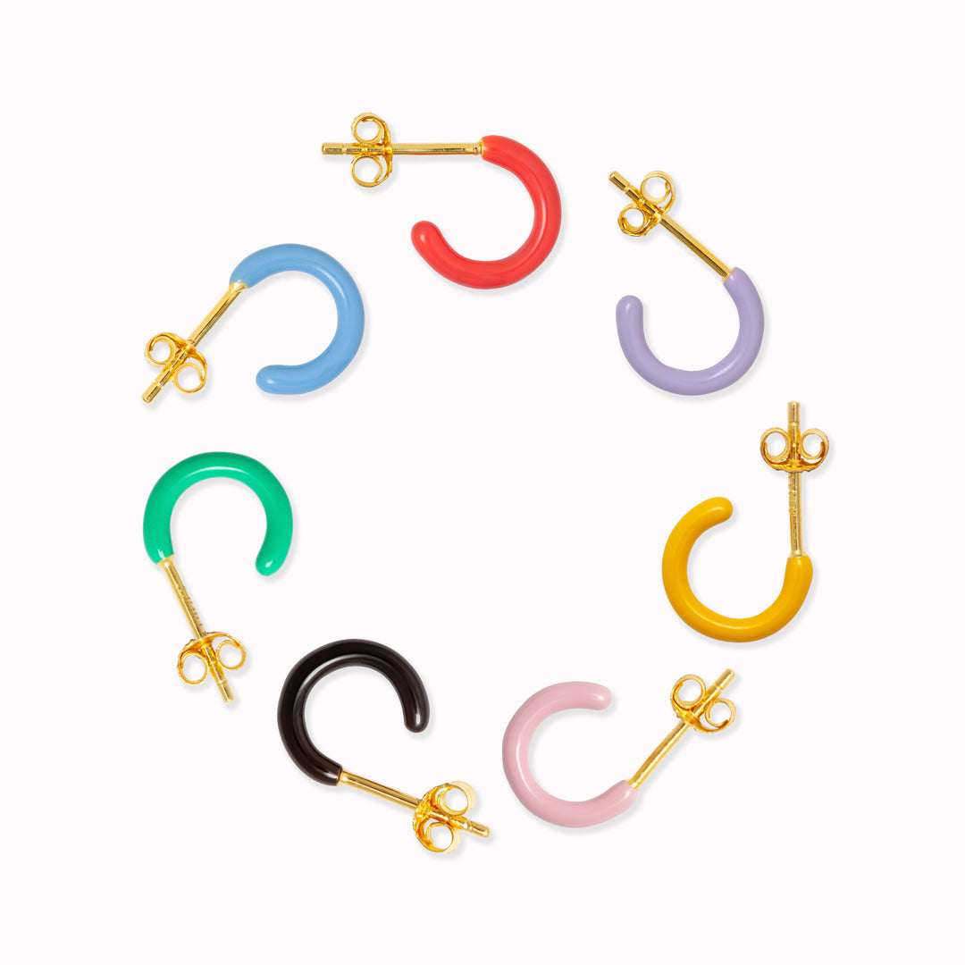 Colour Hoop | Single Hoop Earring | 18ct Gold Plate | Various Colours
