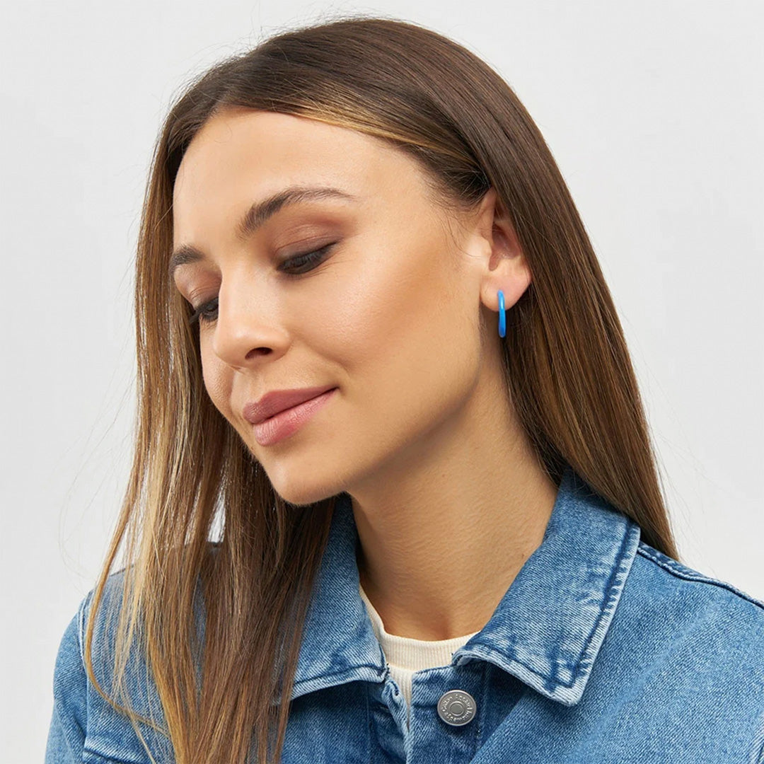 Blue Detail - pair of bright and colourful hoop earrings from Lulu Copenhagen