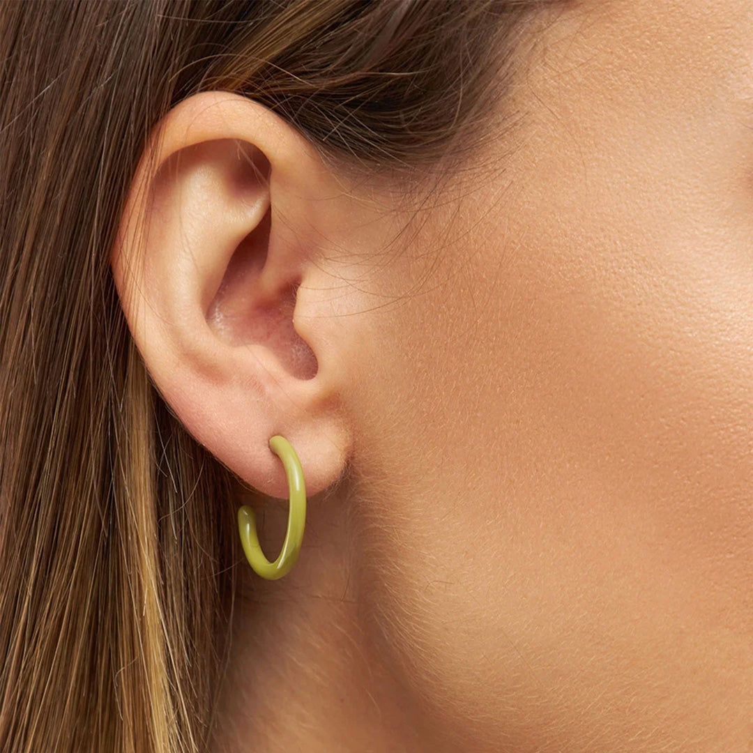 Colour Hoops Medium | Hoop Earrings Pair | 18ct Gold Plate | 3 Colours