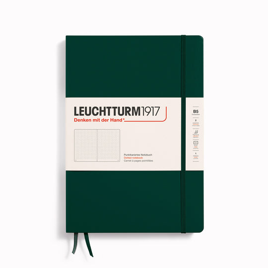 Dotted Composition Notebook from Leuchtturm1917, 2 page markers and a blank table of contents and numbered pages with gusseted rear pocket