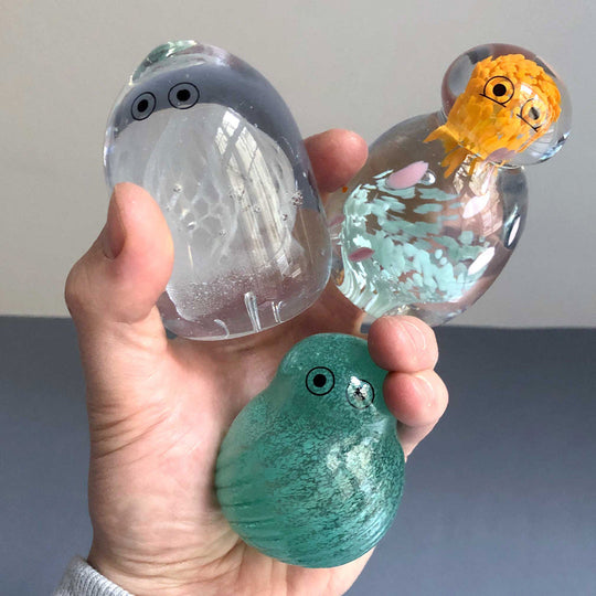 Studio Arhoj's Crystal Blobs in hand.