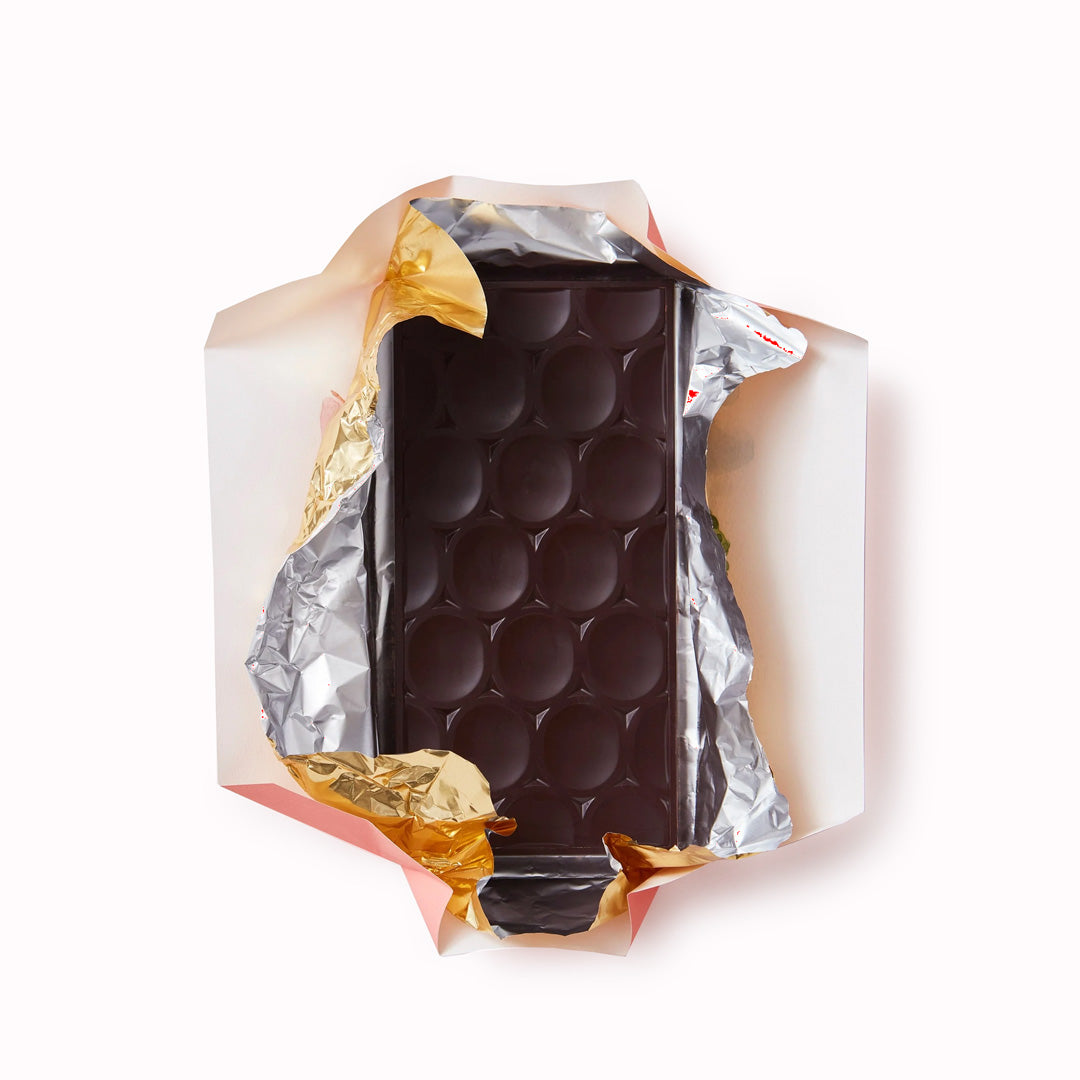 Croissant 62% Dark from Pump Street Choc. Open packet.
