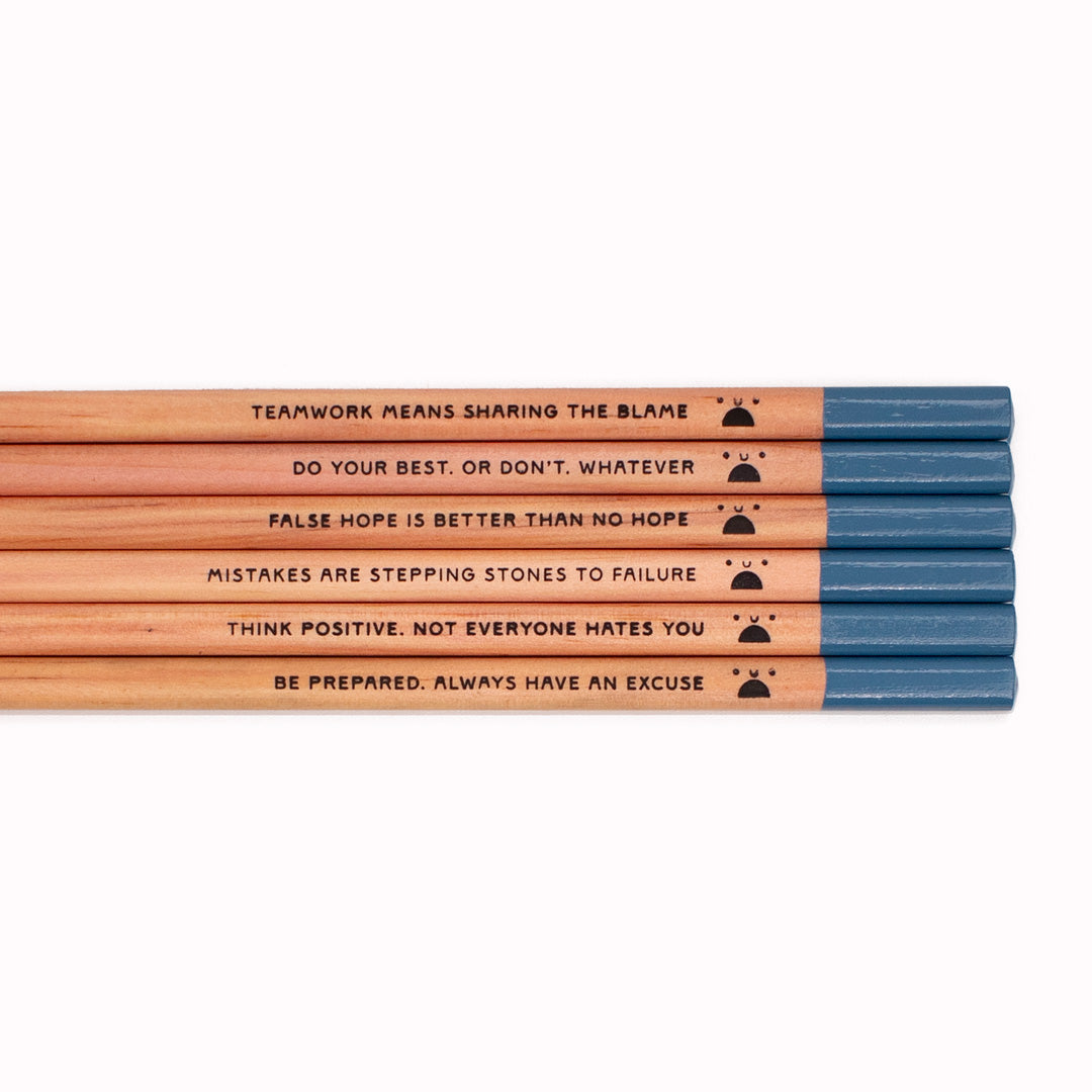 Demotivational Pencils by USTUDIO Design are set of six HB pencils which serve as a downbeat reminder that working life is actually devoid of hope. But at least these little cynics deliver that message with humour!