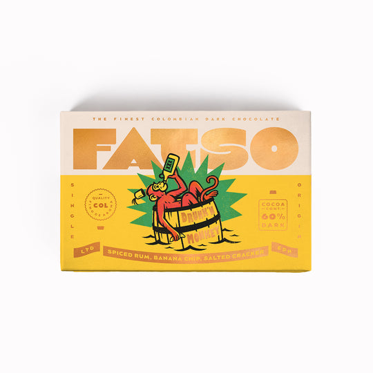 Drunk'n Monkey from Fatso is a tropical and tasty bar flavoured with rum and banana.