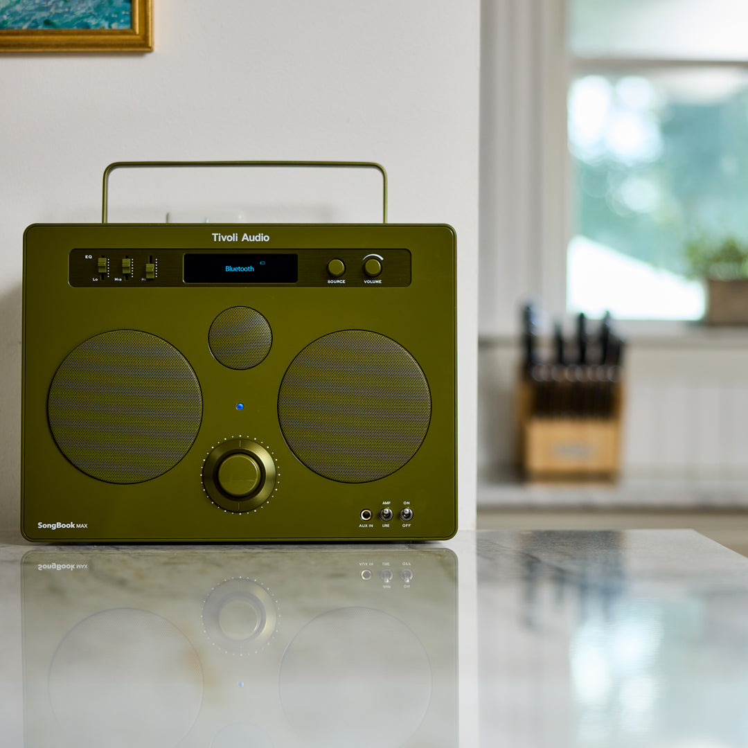 The Tivoli SongBook Max blends mid-century design with modern functionality in a rugged, beautifully built package. Designed to be more than just a speaker, it’s a portable sound system