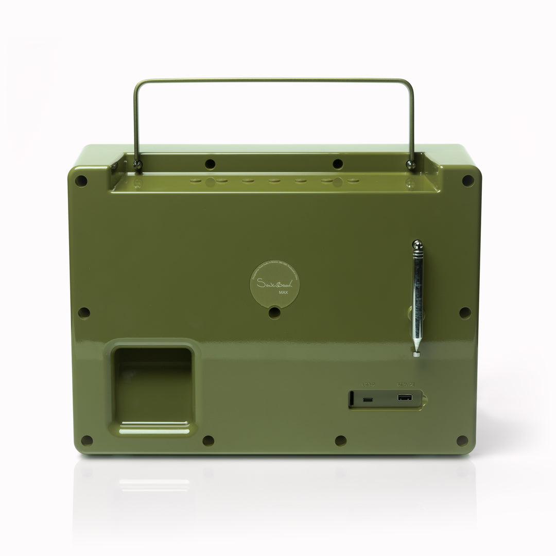 The Tivoli SongBook Max blends mid-century design with modern functionality in a rugged, beautifully built package. Designed to be more than just a speaker, it’s a portable sound system