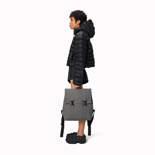 Rains' MSN Bag W3 in their core Grey colour tone. Their interpretation of the classic school backpack