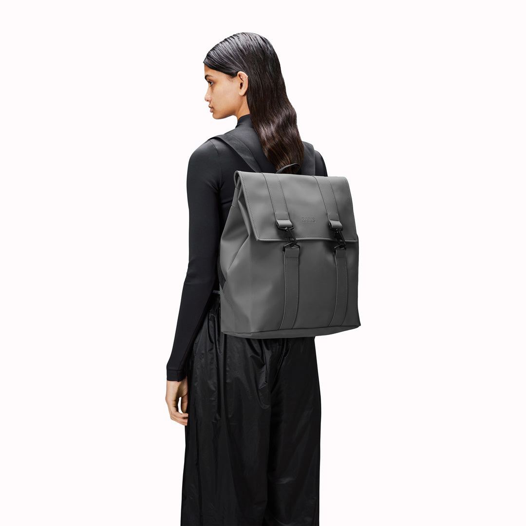 Rains' MSN Bag W3 in their core Grey colour tone. Their interpretation of the classic school backpack