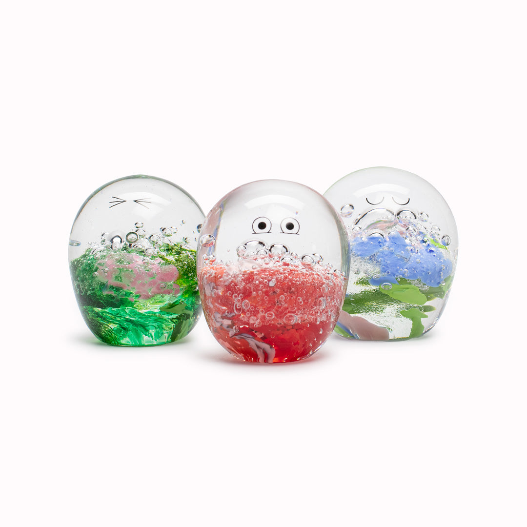 Meet the newest additions to the Studio Arhoj family of colourful characters - a personality laden decorative glass 'Crystal Blob' figurine! Think of these as cousins to Anders Arhoj's ceramic creations. Inspired by Japanese ceramics but with a Scandinavian twist.