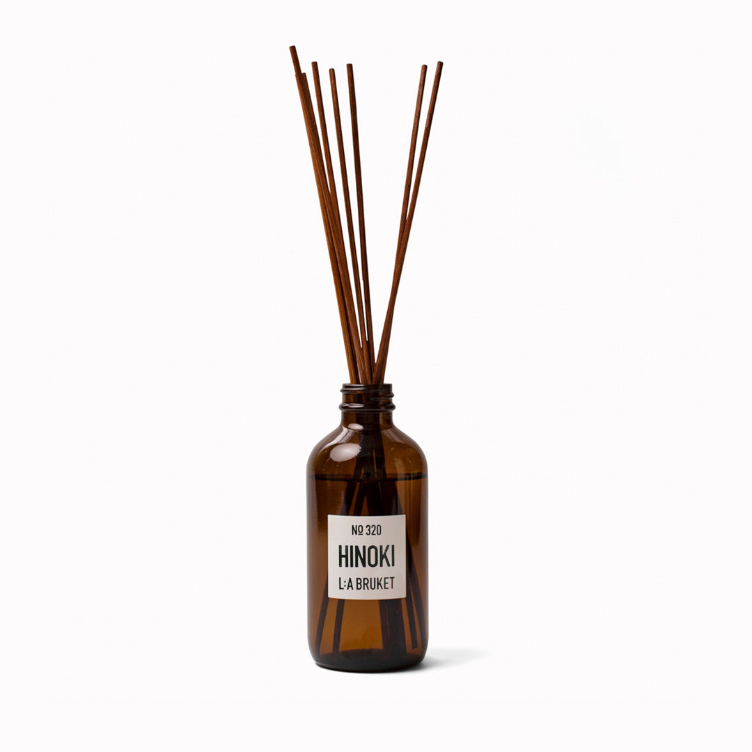 A lovely room diffuser with a fresh scent of Hinoki, a woody outdoor scent of Japanese cypress, cedar wood and nutmeg.
