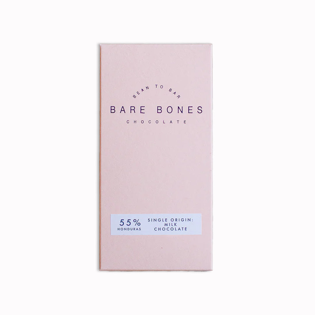 Award-winning single-origin Honduras 55% milk chocolate with taste notes of raisins, fudge and double cream. An indulgent milk chocolate with rich chocolate tones.