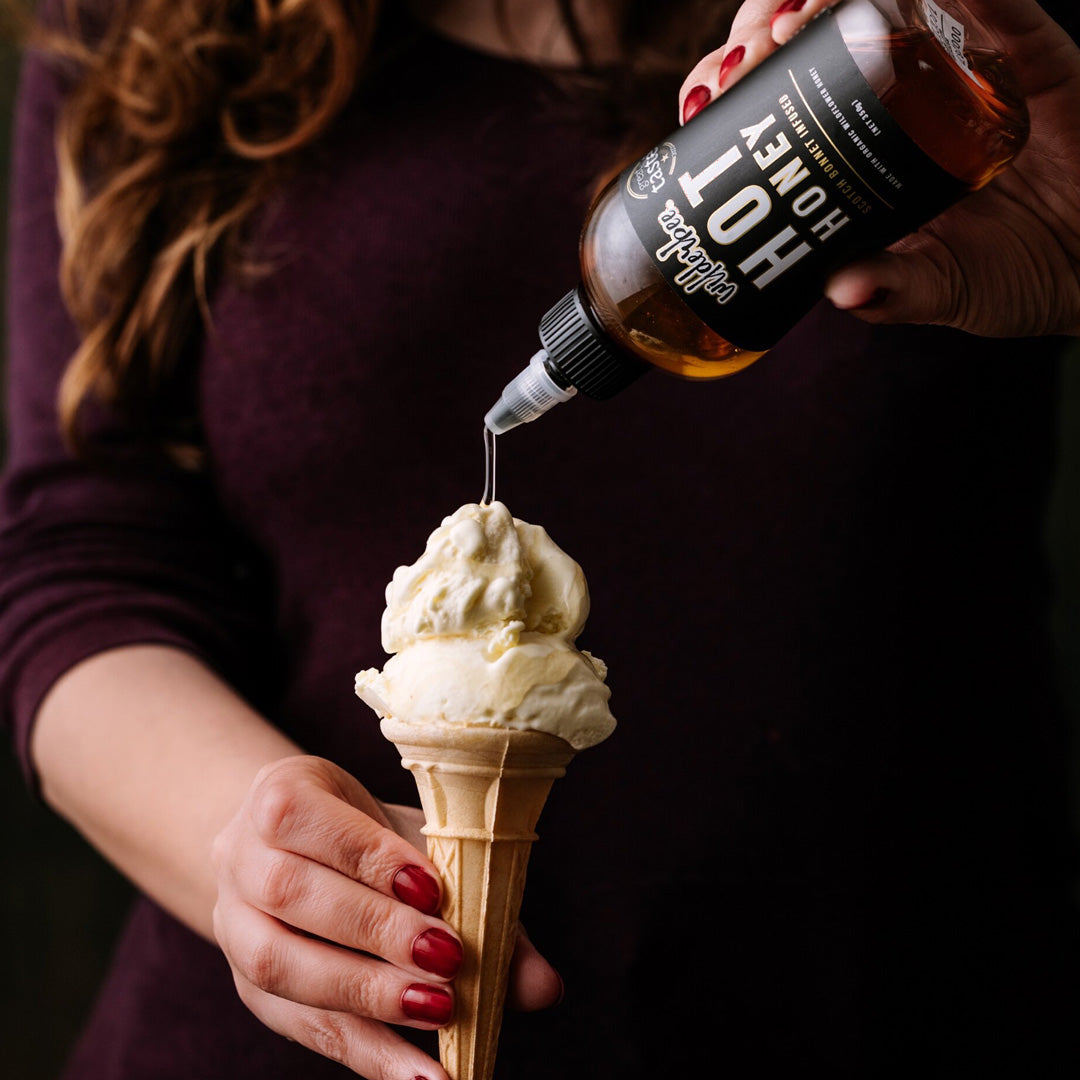 WidlerBee's Hot Honey Sauce is produced with an ethically farmed, bee-friendly, organic wildflower honey, and infused with a fruity, fiery blend of sustainably grown fresh scotch bonnet chillies for a unique sweet and spicy condiment that won a Great Taste Award in 2022.