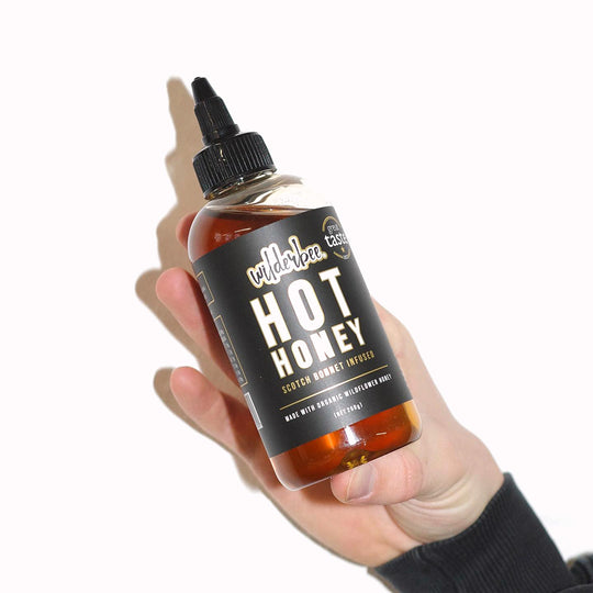 WidlerBee's Hot Honey Sauce is produced with an ethically farmed, bee-friendly, organic wildflower honey, and infused with a fruity, fiery blend of sustainably grown fresh scotch bonnet chillies for a unique sweet and spicy condiment that won a Great Taste Award in 2022.