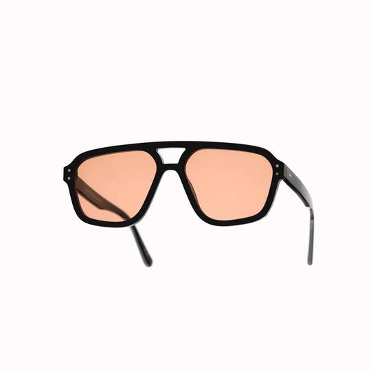 Jet is a 70s inspired aviator frame, a quintessential icon of fashion, reflecting an era of bold statements and individual expression. These are handmade in biodegradable acetate