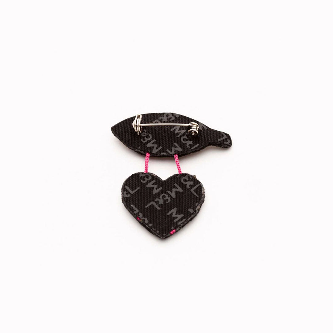 Hand-embroidered Light Heart lapel pin by Parisian fashion accessory brand Macon et Lesquoy. Measuring approximately 41mm by 46mm, the Light Heart is part of their 'Rock like an Egyptian' Collection.