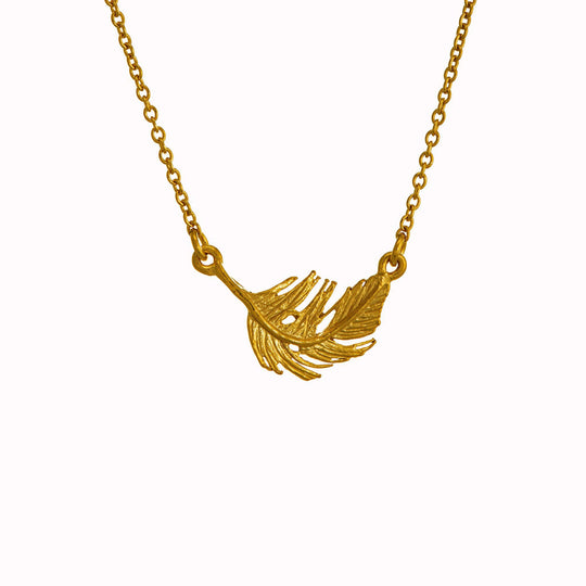 A delicately detailed floating gold feather in-line necklace from Alex Monroe's Classics jewellery collection.