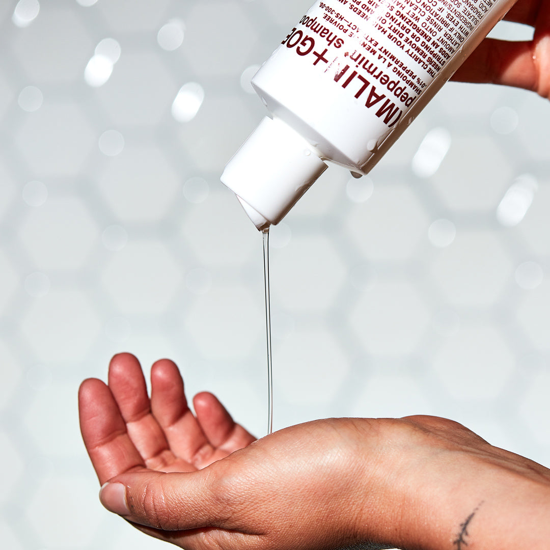 Pouring the Peppermint Shampoo from Malin+Goetz is an everyday, mildly foaming shampoo which effectively cleanses all hair and scalp types and forms part of Malin+Goetz's essentials collection.