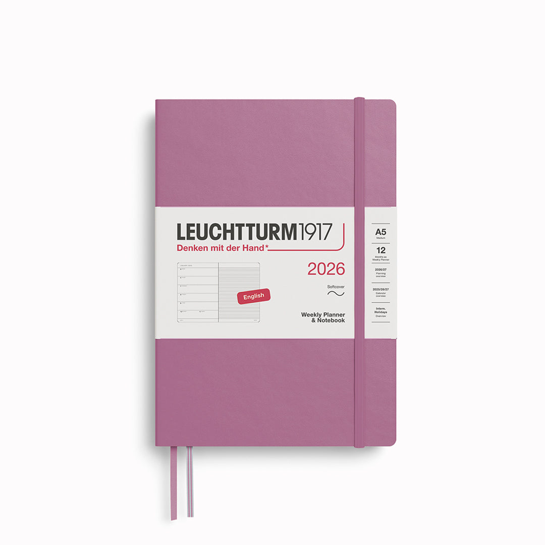 The Medium Weekly Planner + Notebook 2026 is Leuchtturm1917's combined Planner and Notebook, from January 2026 to December 2026. It is available in a choice of colours.