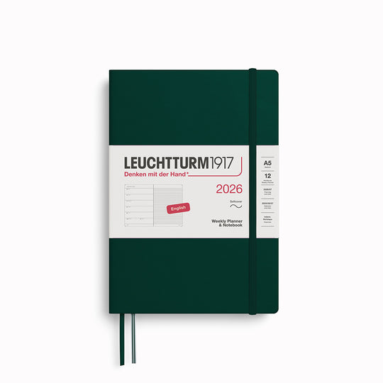 The Medium Weekly Planner + Notebook 2026 is Leuchtturm1917's combined Planner and Notebook, from January 2026 to December 2026. It is available in a choice of colours.