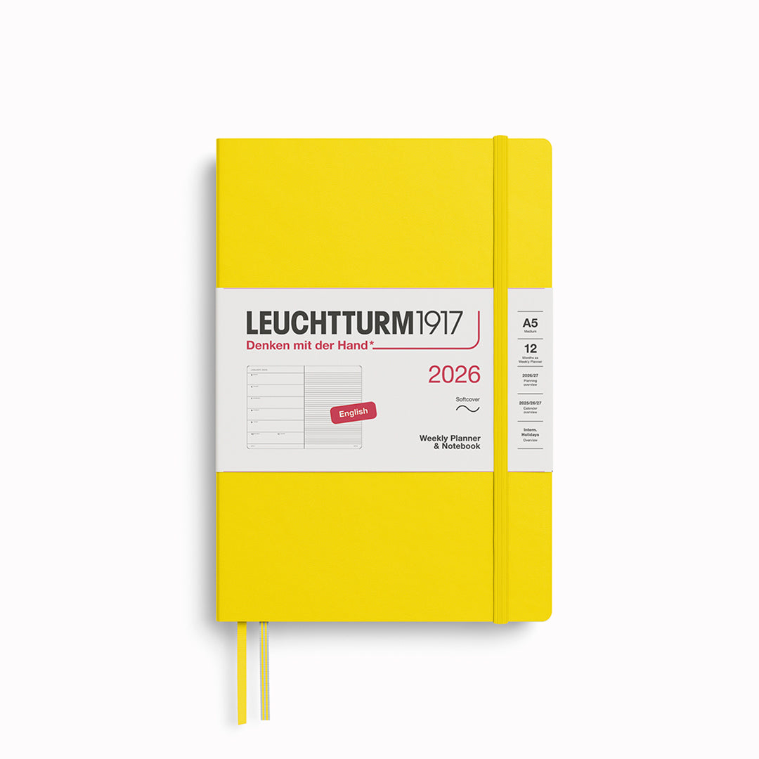 The Medium Weekly Planner + Notebook 2026 is Leuchtturm1917's combined Planner and Notebook, from January 2026 to December 2026. It is available in a choice of colours.