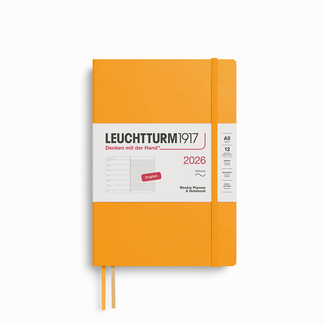 The Medium Weekly Planner + Notebook 2026 is Leuchtturm1917's combined Planner and Notebook, from January 2026 to December 2026. It is available in a choice of colours.
