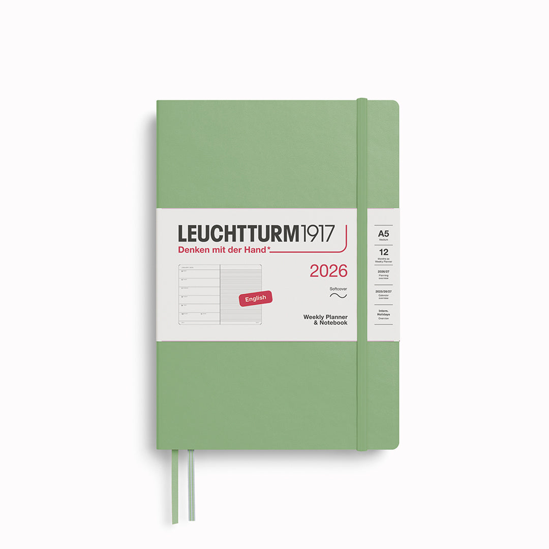 The Medium Weekly Planner + Notebook 2026 is Leuchtturm1917's combined Planner and Notebook, from January 2026 to December 2026. It is available in a choice of colours.